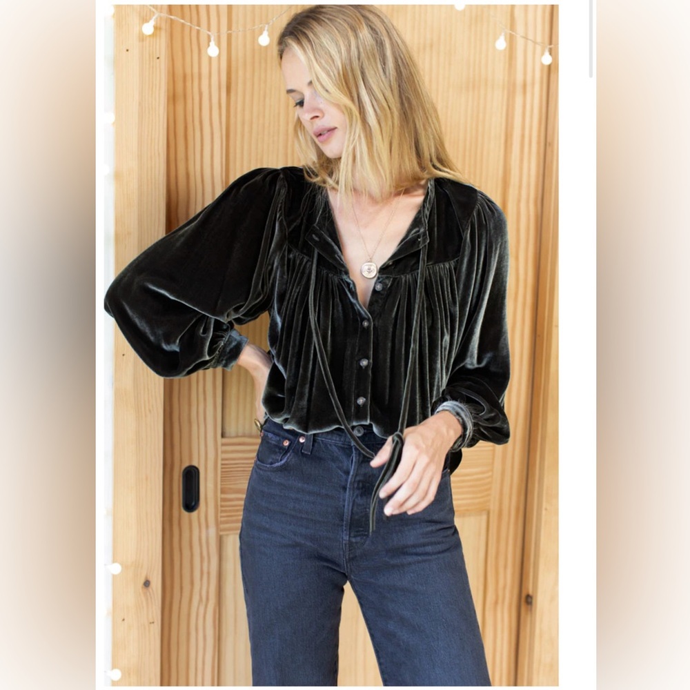 Emerson Fry silk velvet Poet blouse xxs